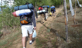 Trekkers in Bhutan